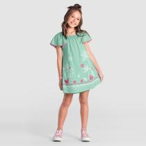 Vestido infantil menina de flamingo Brandili