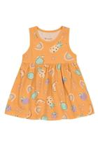 Vestido infantil menina de frutas Brandili -Laranja