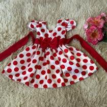 Vestido Infantil Menina Elegante Branco com Bolinhas Vermelha