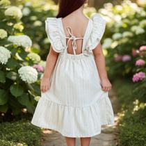Vestido Infantil Menina Elegante Listras Rosa Aniversário Festas 2 8 Anos