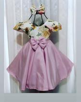 Vestido Infantil Menina Elegante Rosa Verão /Primavera