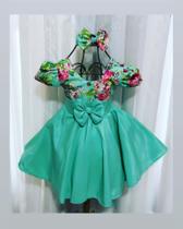 Vestido Infantil Menina Elegante Verde Coleção Verão/Primavera