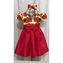 Vestido Infantil Menina Elegante Vermelho Primavera/Verão RF03