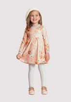 Vestido infantil menina em malha soft estampado -tamanho p 4 anos