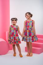 Vestido Infantil Menina Estampa Floral com Babados Bonekinhas Vestido Infantil Menina Estampa Floral com Babados Bonekinhas