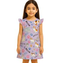 Vestido Infantil Menina Estampado Colorido Blogueirinha Luxo Trapézio Manga Babado Vestido Infantil Menina Estampado Colorido Blogueirinha Luxo Trapézio Manga Babado