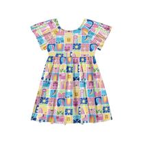 Vestido Infantil Menina Estampado Flores e Bichos Alakazoo