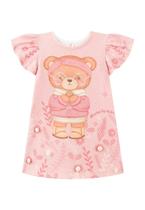 Vestido Infantil Menina Estampado Rosa Kukiê Vestido Infantil Menina Estampado Rosa Kukiê