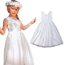 Vestido Infantil Menina Festa Batizado Tule Florid Casamento