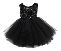 Vestido Infantil Menina Festa Brim Tule Florido + Lantejoula Vestido Infantil Menina Festa Brim Tule Florido + Lantejoula