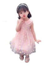 Vestido Infantil Menina Festa Casamento De Brim Tule Florido Vestido Infantil Menina Festa Casamento De Brim Tule Florido