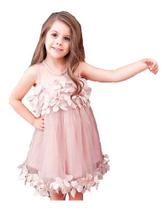 Vestido Infantil Menina Festa Com Tule Florido Casamento Ano