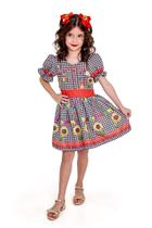 Vestido Infantil Menina Festa Junina São João Caipirinha Tamanho M (4 a 6 Anos)