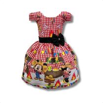 Vestido Infantil Menina Festa Junina Xadrez Minnie São João