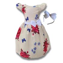 Vestido Infantil Menina Floral Off Borboletas Luxo Festa Comemorações Vestido Infantil Menina Floral Off Borboletas Luxo Festa Comemorações