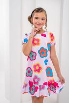 Vestido Infantil Menina Floral Picolé Rosa Vestido Infantil Menina Floral Picolé Rosa