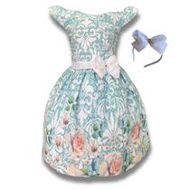 Vestido Infantil Menina Floral Verde Luxo Festa Vestido Infantil Menina Floral Verde Luxo Festa