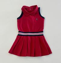 Vestido Infantil Menina Grow Up Vermelho Gola Polo Elegante Esporte Verão Moda Kids