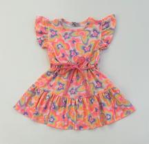 Vestido Infantil Menina Infanti Estampado Colorido De Borboletas Com Laço Na Cintura Vestido Infantil Menina Infanti Estampado Colorido De Borboletas Com Laço Na Cintura