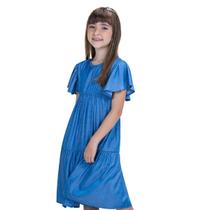Vestido Infantil Menina Jeans Brilho Midi Tam 4 ao 8