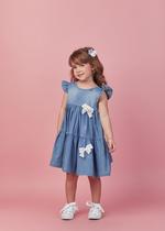 Vestido Infantil Menina Jeans Ursinhos 252004 Gabriela Aquarela