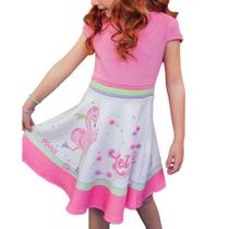 Vestido Infantil Menina Kukiê Jacquard Flamingo Rosa 76043