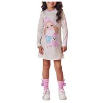 Vestido Infantil Menina Kukiê Termoskin Strass ML Bege 89574