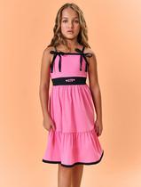 Vestido Infantil Menina Laço Rosa E Preto Catavento