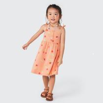 Vestido Infantil Menina Laranja Estampa Cerejinha - Hering Vestido Infantil Menina Laranja Estampa Cerejinha - Hering