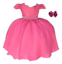 Vestido Infantil Menina Liso Coração Luxo Elegante Com Tiara Vestido Infantil Menina Liso Coração Luxo Elegante Com Tiara