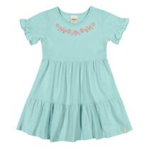 Vestido Infantil Menina Liso Verão Manga Curta 100% Algodão
