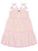 Vestido Infantil Menina Listrada Rosa Cinti