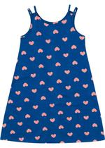 Vestido Infantil Menina Malwee Curto Regata Azul Corações