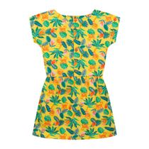 Vestido Infantil Menina Manga Curta Em Cotton, Botões Nas Costas - Amarelo