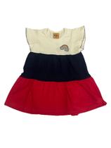 Vestido infantil menina manga curta verão colorido