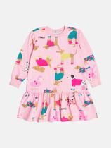 Vestido Infantil Menina Manga Longa Cachorrinhos Rosa Bimbi Vestido Infantil Menina Manga Longa Cachorrinhos Rosa Bimbi
