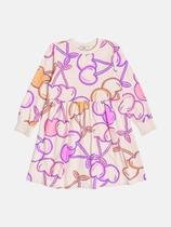 Vestido Infantil Menina Manga Longa Cerejas Colorido Bimbi