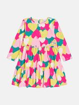Vestido Infantil Menina Manga Longa Corações Colorido Bimbi Vestido Infantil Menina Manga Longa Corações Colorido Bimbi
