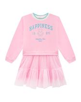 Vestido Infantil Menina Moletinho Saia Rosa Tule Somnii Vestido Infantil Menina Moletinho Saia Rosa Tule Somnii