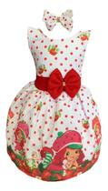 Vestido Infantil Menina Moranguinho Vermelho + Tiara