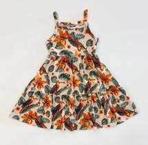Vestido Infantil Menina Nanai Estampa Floral Tropical Alças Finas Rodado Verão Passeio