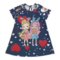 Vestido Infantil Menina Planeta Azul Love BG Vestido Infantil Menina Planeta Azul Love BG