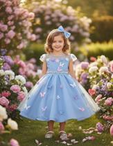 Vestido Infantil Menina Princesa Jardim Flores E Borboletas Vestido Infantil Menina Princesa Jardim Flores E Borboletas