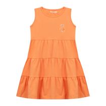 Vestido Infantil Menina Regata Três Marias Em Cotton Com Detalhe Aplique Macaco - Laranja Vestido Infantil Menina Regata Três Marias Em Cotton Com Detalhe Aplique Macaco - Laranja