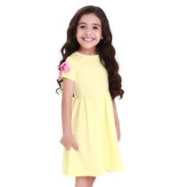 Vestido Infantil Menina Rodado Básico 100% Algodão Laço na Manga Modelo Verão