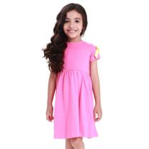 Vestido Infantil Menina Rodado Básico 100% Algodão Laço na Manga Modelo Verão