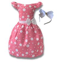 Vestido Infantil Menina Rosa C/ Poá Branco Festa Luxo Vestido Infantil Menina Rosa C/ Poá Branco Festa Luxo