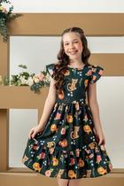 Vestido Infantil Menina Safari com Babados Bonekinhas Vestido Infantil Menina Safari com Babados Bonekinhas