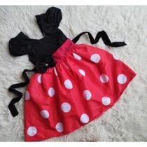 Vestido Infantil Menina Simples Vermelho Bolinhas Brancas (Minnie)