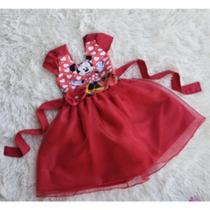 Vestido Infantil Menina Temático Minnie Vermelho (Tule)